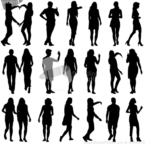 Image of Black silhouettes of beautiful mans and womans on white