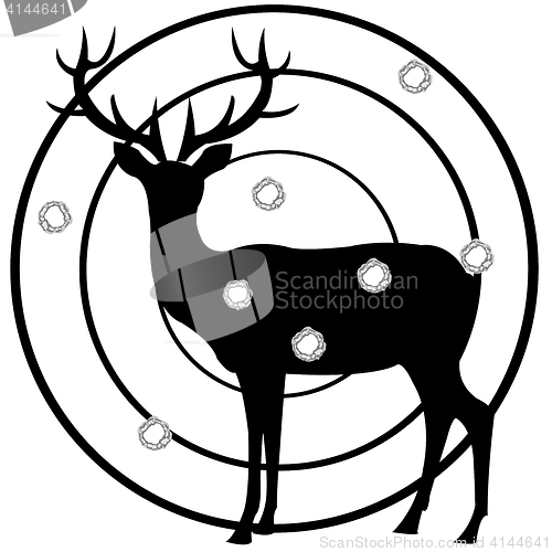 Image of Silhouette of the deer on dartboard