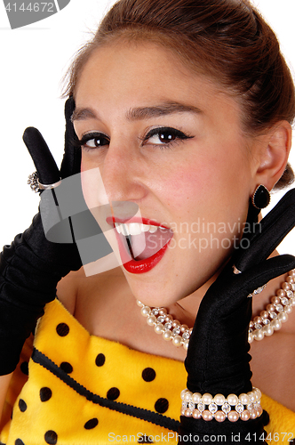 Image of Beautiful young woman screaming.