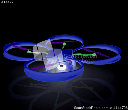 Image of Drone, quadrocopter, with photo camera. 3d render