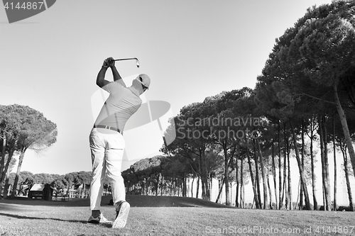 Image of golf player hitting shot with club