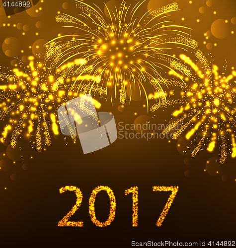 Image of Happy New Year Fireworks 2017, Holiday Background Design