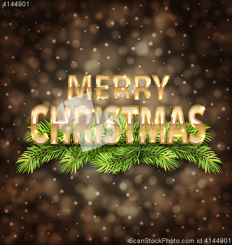 Image of Merry Christmas Golden Text on Dark Background