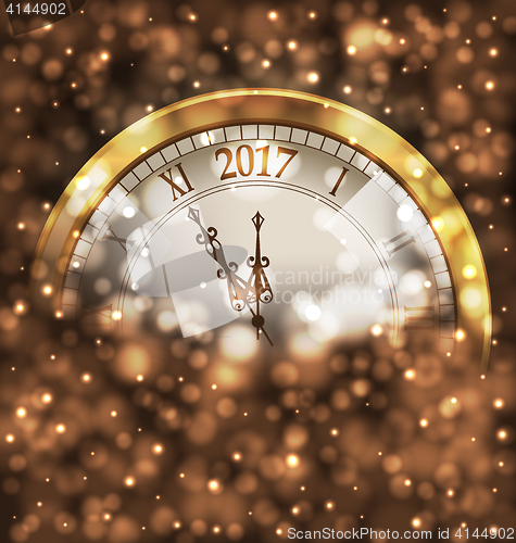 Image of 2017 New Year Midnight, Glowing Background with Clock