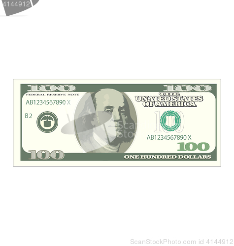 Image of One Hundred Dollars Isolated on White Background