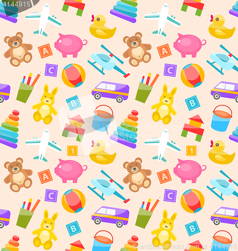 Image of Seamless Pattern with Colorful Children Toys