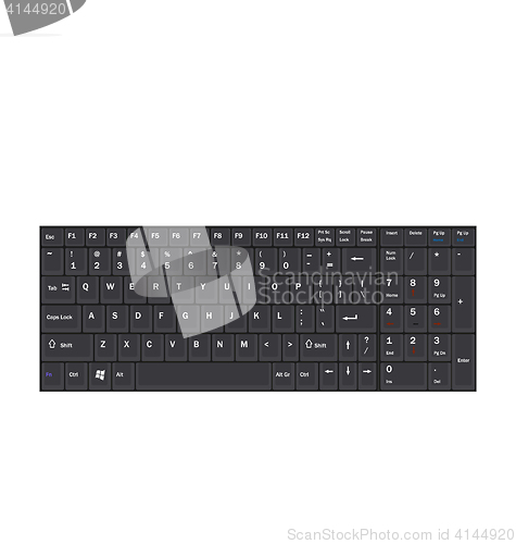 Image of Computer Realistic Black Keyboard Ioslated on White Background