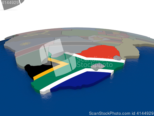 Image of South Africa with flag