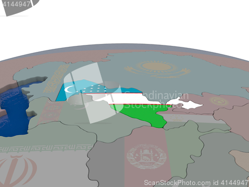 Image of Uzbekistan with flag