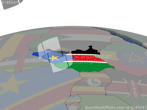 Image of South Sudan with flag