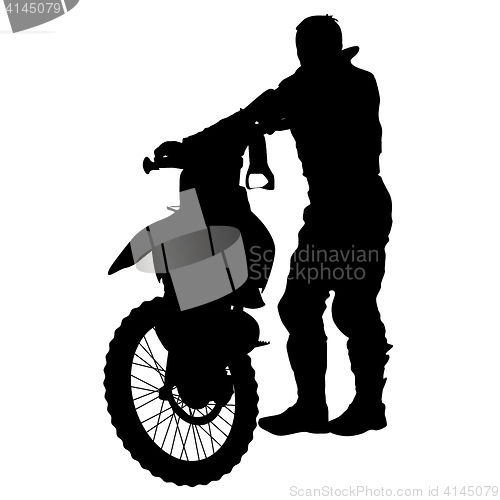 Image of Silhouettes Rider participates motocross championship. illustration