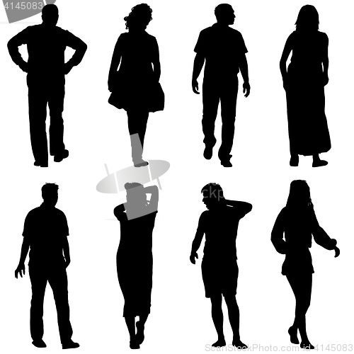 Image of Black silhouettes of beautiful man and woman on white background. illustration