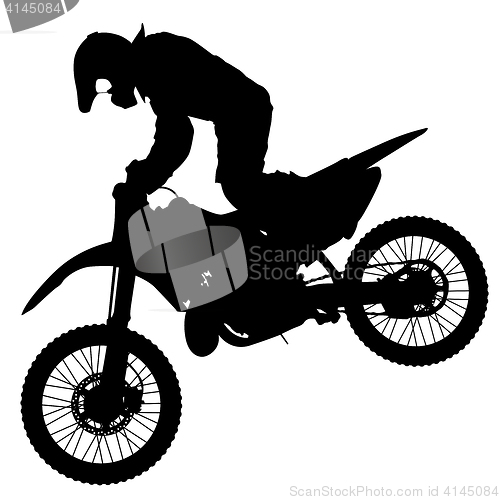 Image of Silhouettes Rider participates motocross championship. illustration