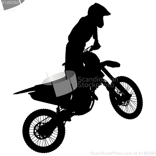 Image of Silhouettes Rider participates motocross championship. illustration