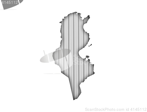 Image of Map of Tunisia on corrugated iron