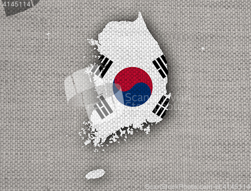 Image of Map and flag of South Korea 