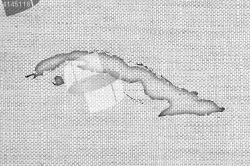 Image of Map of Cuba on old linen