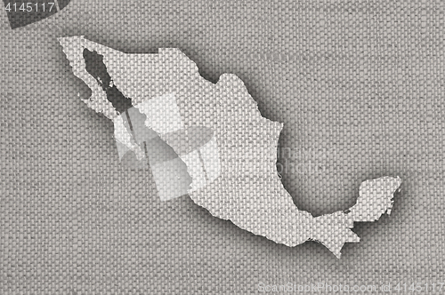 Image of Map of Mexico on old linen