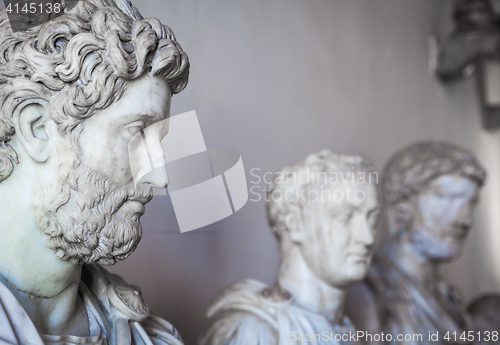 Image of VENICE, ITALY - JUNE 27, 2016: Statues detail in Palazzo Ducale 