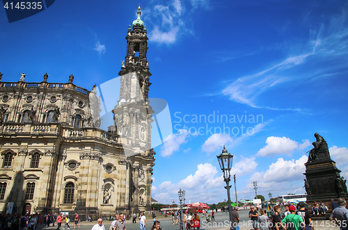 Image of DRESDEN, GERMANY – AUGUST 13, 2016: Tourists walk and visit on