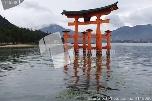 Image of Floating Torii gate in Miyajima, Japan.