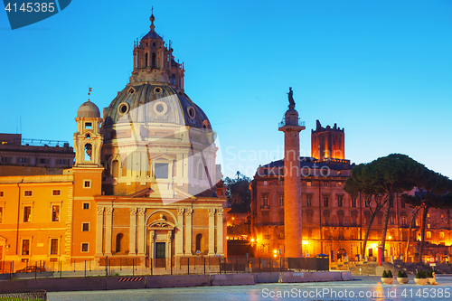 Image of Santa Maria di Loreto church and Colonna Traiana in Rome