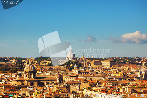 Image of Rome aerial view with the Papal Basilica of St. Peter