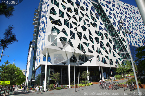 Image of OSLO, NORWAY – AUGUST 17, 2016: Exterior of a new apartment bl