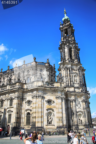 Image of DRESDEN, GERMANY – AUGUST 13, 2016: Tourists walk and visit on