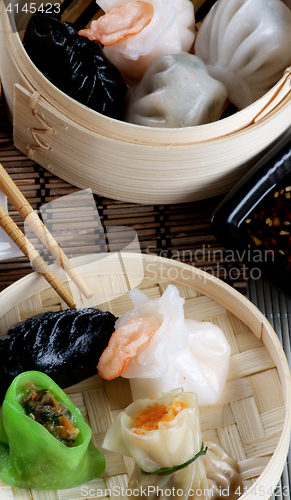 Image of Dim Sum in Bamboo Bowls