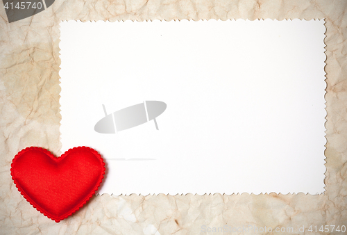 Image of heart with a blank card