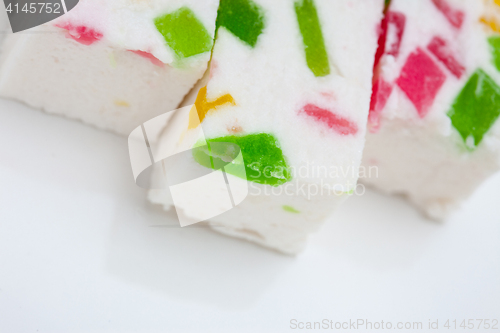 Image of Paste with fruit pieces. delicacy