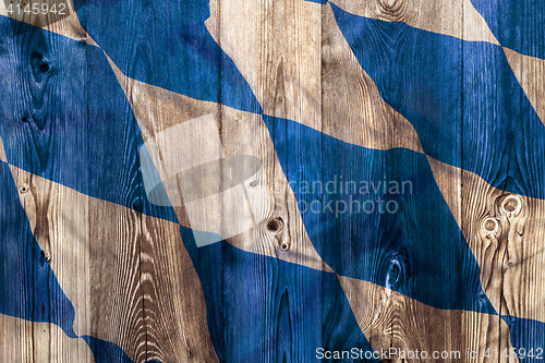 Image of National flag of Bavaria, wooden background