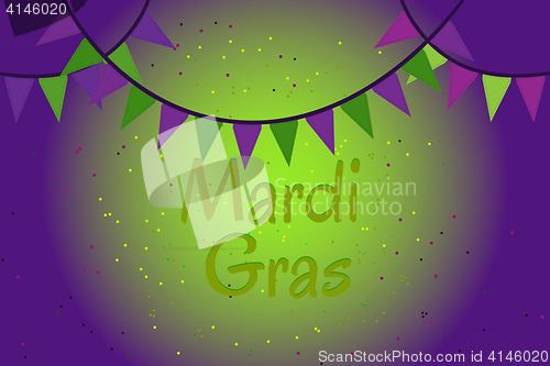 Image of Garland of colour flags and confetti. Mardi Gras