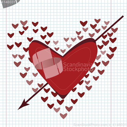 Image of Love concept of hearts and big heart in centre