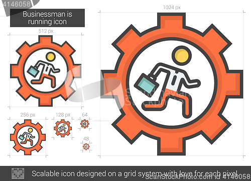 Image of Businessman is running line icon.