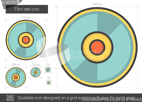 Image of Film reel line icon.