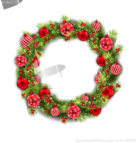 Image of Christmas Wreath with Balls, New Year and Christmas Decoration