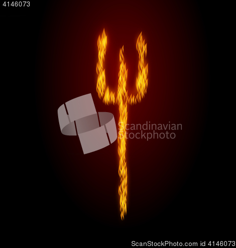 Image of Concept Fire Trident on Black Background