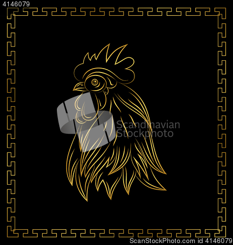 Image of Golden Cock, Chinese Calendar Symbol of 2017 Year.