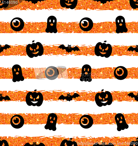 Image of Seamless Texture with Pumpkin, Bat, Spooky, Eye