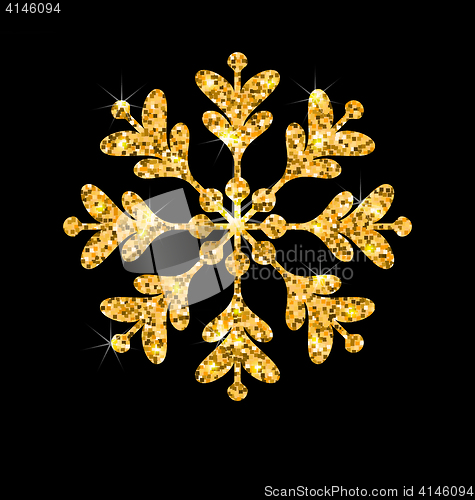 Image of Golden Merry Christmas Sparkle Snowflakes