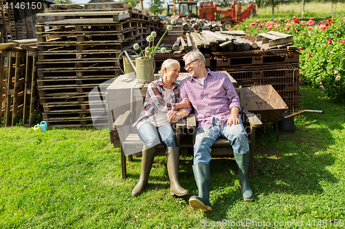 Image of happy senior couple at summer farm