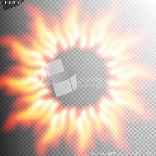 Image of Realistic transparent fire flame frame. EPS 10