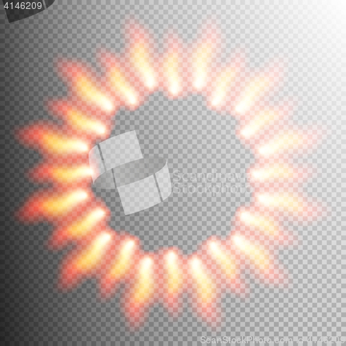 Image of Realistic fire transparent effect frame. EPS 10