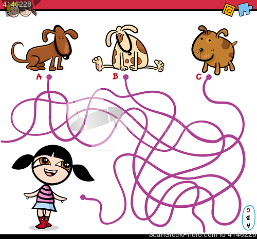 Image of path maze activity cartoon