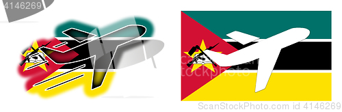 Image of Nation flag - Airplane isolated - Mozambique