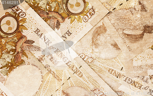 Image of Pound currency background - 10 Pounds - Vintage sepia