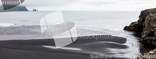 Image of Big rock on the black beach, Iceland