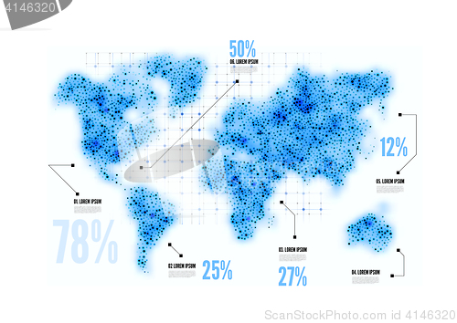 Image of Map of the world in the form circles. Vector